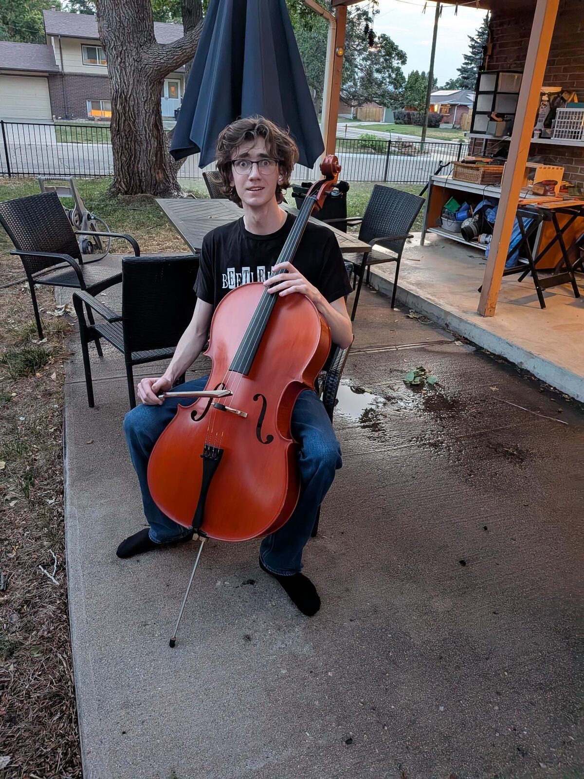 He says the acoustics are better outside