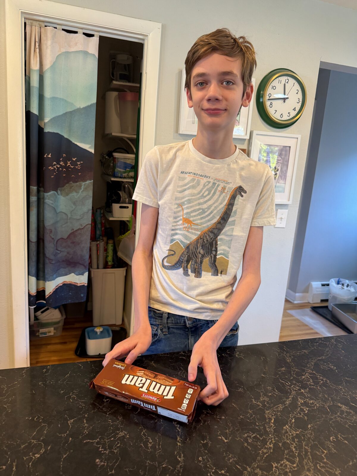 Sam loves Tim Tams