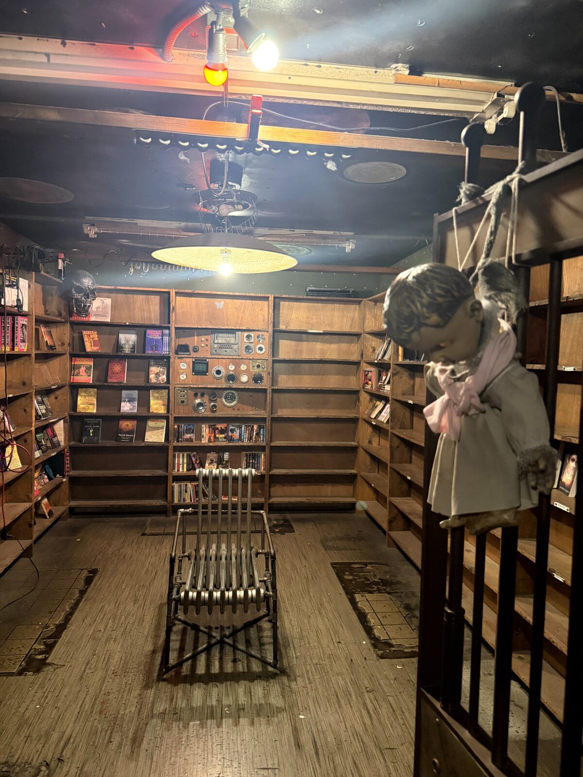 There were some girls too freaked out to go in this room for horror books.  They had creepy music and sound effects.