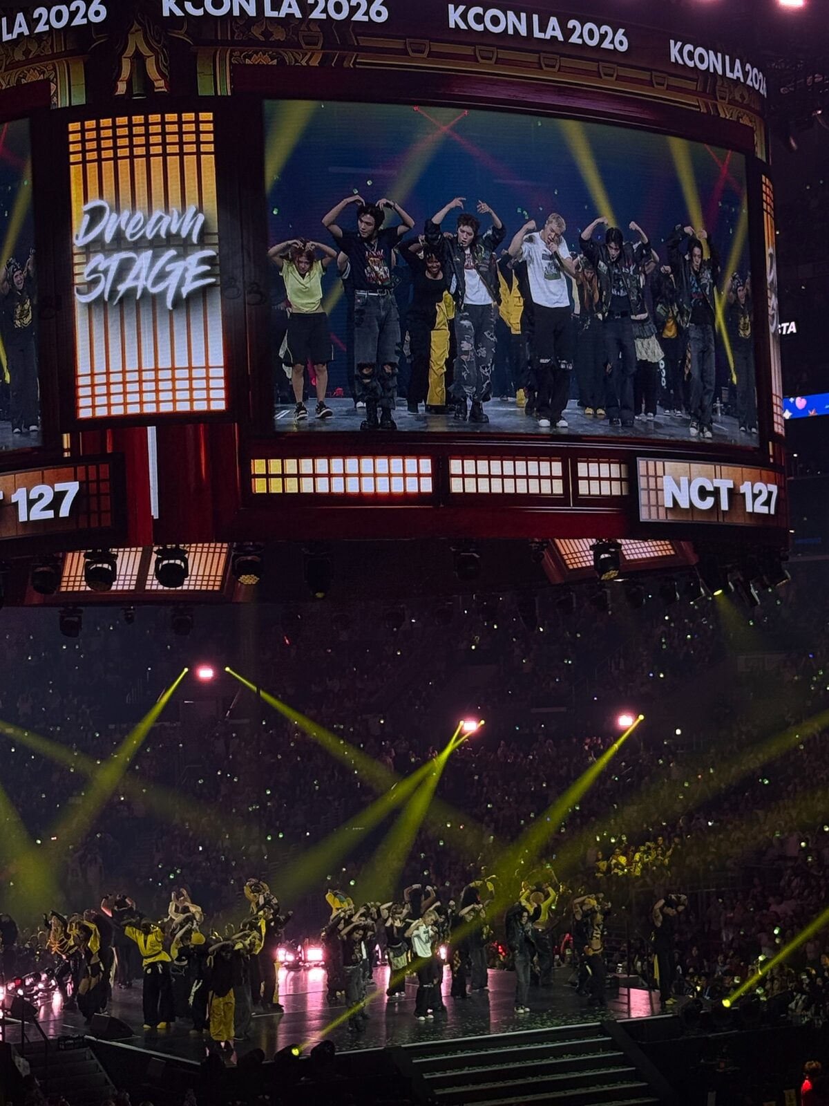 The stage with fans who won the dance contest for [Kick It] (https://www.youtube.com/watch?v=6Htlp1kSNMM)